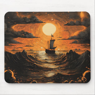 Alfombrilla De Ratón Barco navegando por la noche