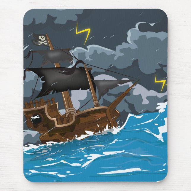 Alfombrilla De Ratón Barco pirata en tormenta (Frente)