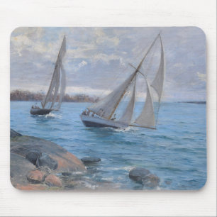 Alfombrilla De Ratón Barcos de vela en el río