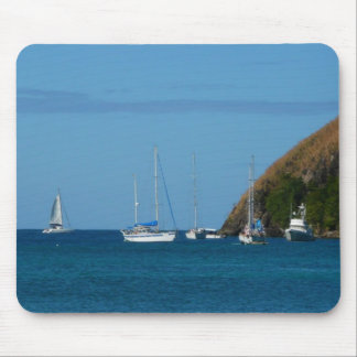 Alfombrilla De Ratón Barcos de vela en la Bahía Blanco y Azul Náutico