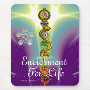 ALFOMBRILLA DE RATÓN BARRA DE ASCLEPIUS, 7 CHAKRAS, YOGA, ENERGÍA