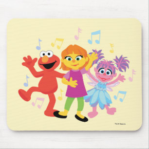 Alfombrilla De Ratón Barrio Sésamo Julia, Elmo y Abby Dancing