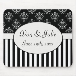 Alfombrilla De Ratón Barroco rayado negro y blanco