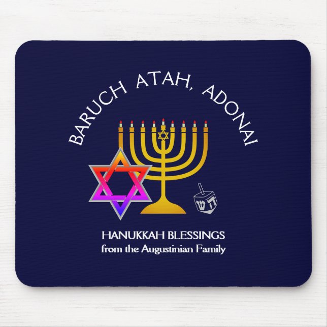 Alfombrilla De Ratón BARUCH ATAH ADONAI | Hanukkah Blessings (Frente)