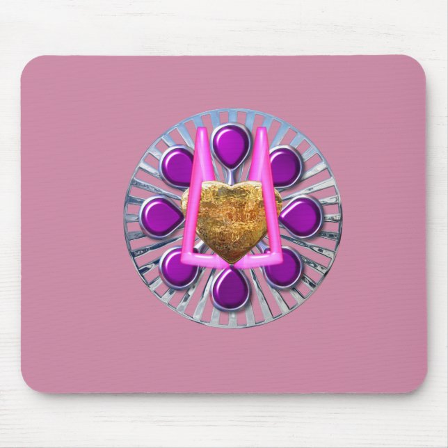 Alfombrilla De Ratón Base del corazón metálico dorado (Frente)