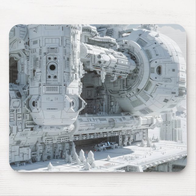 Alfombrilla De Ratón Base Espacial de Ciencia Ficción Blanco (Frente)
