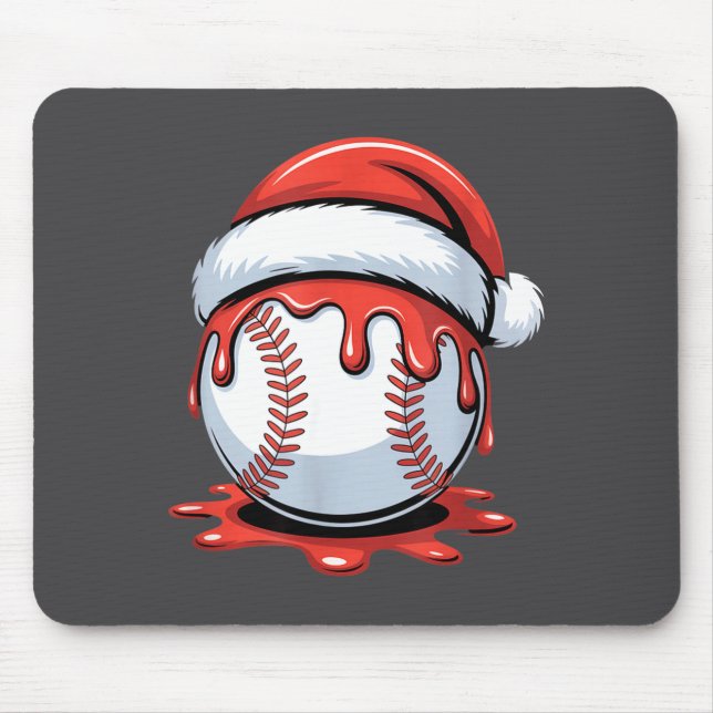 Alfombrilla De Ratón Baseball Christmas Santa Hat Dripng Festive Holida (Frente)