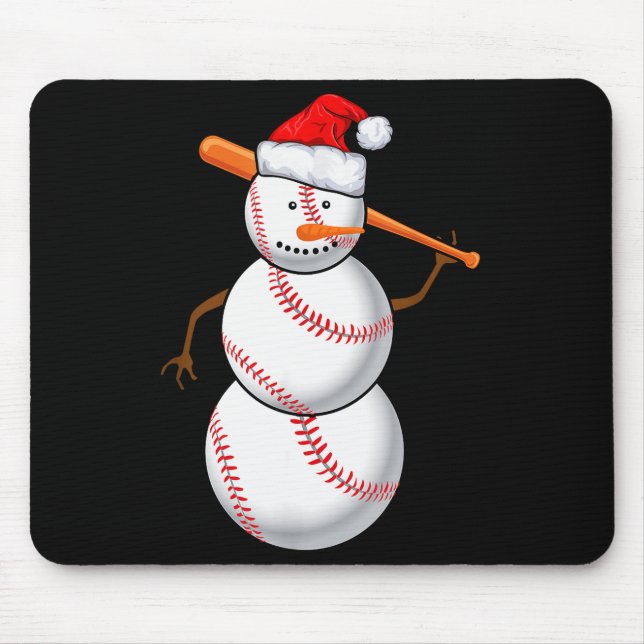 Alfombrilla De Ratón Baseball Fan Snowman Funny Christmas Gift  (Frente)