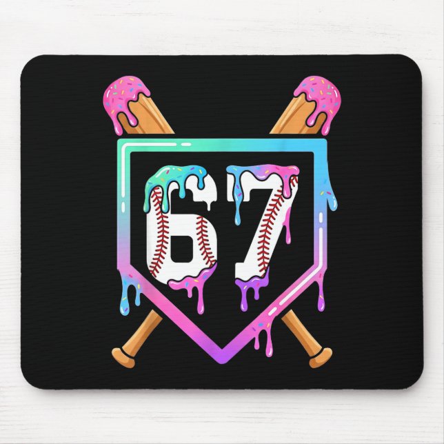 Alfombrilla De Ratón Baseball Ice Cream Drip 67 Player Dabbing Six Seve (Frente)