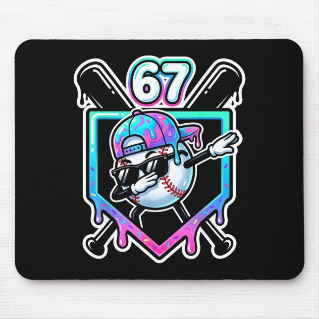 Alfombrilla De Ratón Baseball Ice Cream Drip 67 Player Dabbing Six Seve (Frente)