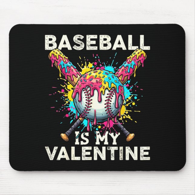 Alfombrilla De Ratón Baseball Is My Valentine Ice Cream Drip Crossed Ba (Frente)