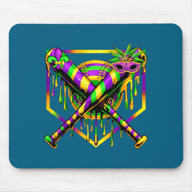 Alfombrilla De Ratón Baseball Mardi Gras Carnival Party Mask Ice Cream  (Frente)