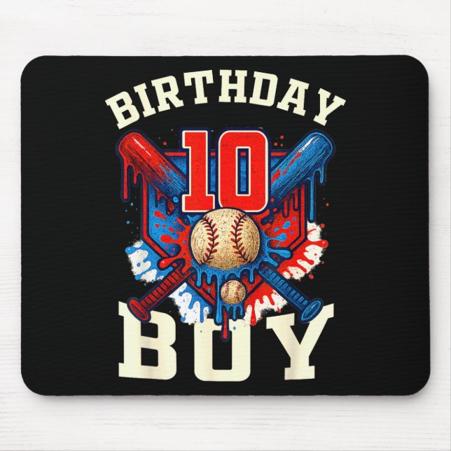 Alfombrilla De Ratón Baseball Splash Drip 10th Birthday Srts Lover Boy  (Frente)