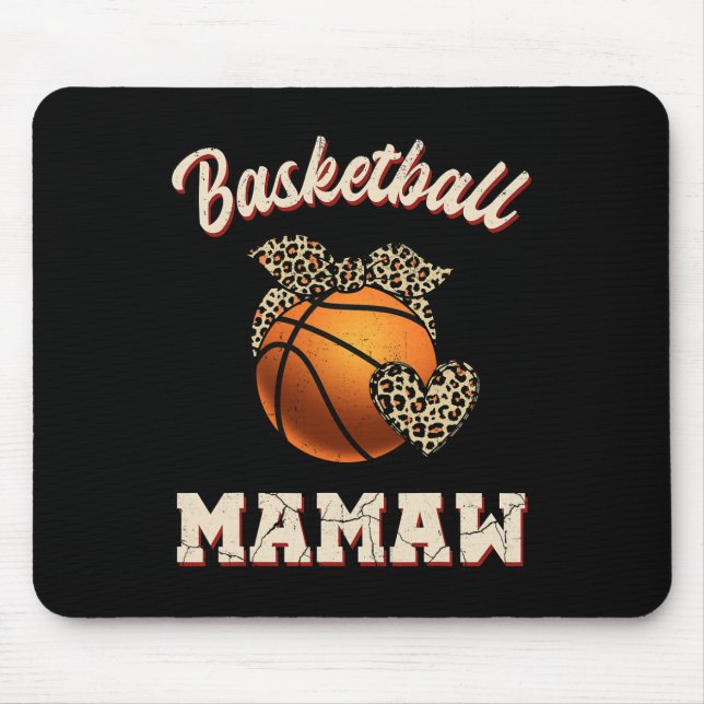 Alfombrilla De Ratón Básquetbol Mamaw Bandana Leopard Heart Fans Madre (Frente)