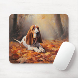 Alfombrilla De Ratón Basset Hound en Otoño Caída de Hojas Inspira