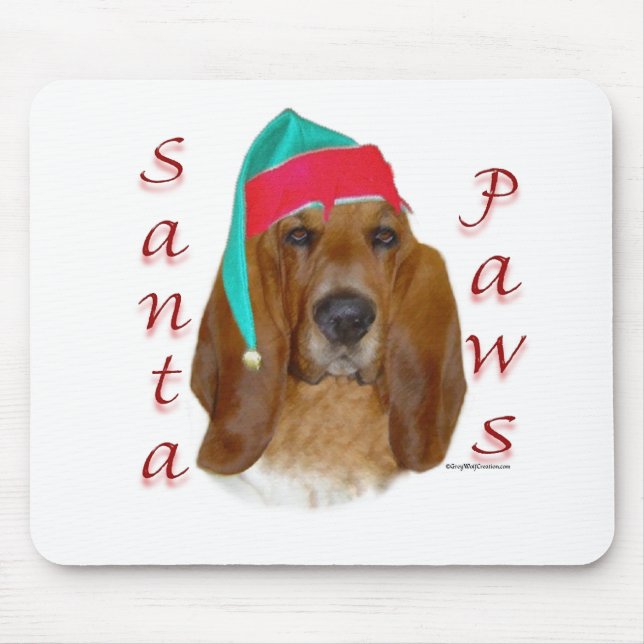 Alfombrilla De Ratón Basset Hound Santa Paws (Frente)
