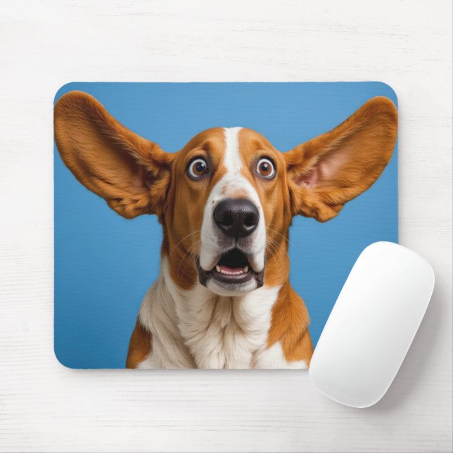 Alfombrilla De Ratón Basset Hound Sorprendido (Con ratón)