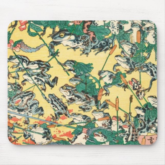 Alfombrilla De Ratón Batalla De Moda De Ranas Por Kawanabe Kyosai (Frente)