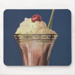 Alfombrilla De Ratón Batido de Helado Antiguo, Crema Batida y Cereza