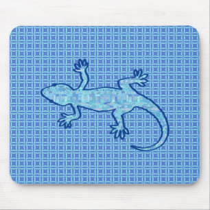 Alfombrilla De Ratón batik tribal Gecko - azul denim suave