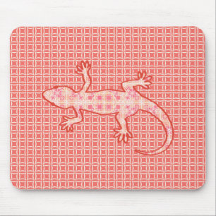 Alfombrilla De Ratón batik tribal Gecko - rosa de coral y crema