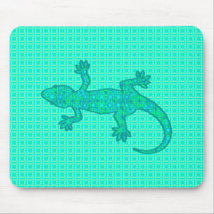 Alfombrilla De Ratón batik tribal Gecko - turquesa / pavo real