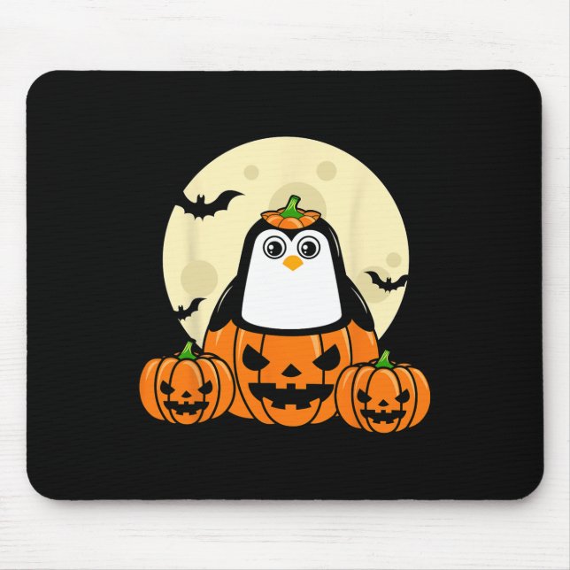 Alfombrilla De Ratón Bats de la luna de calabaza de pingüino disfrazar  (Frente)