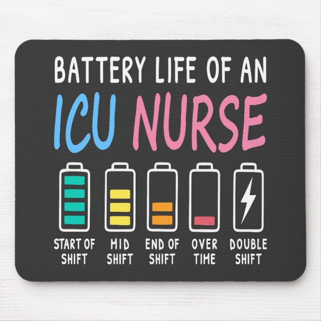 Alfombrilla De Ratón Battery life of an ICU nurse humor chart (Frente)