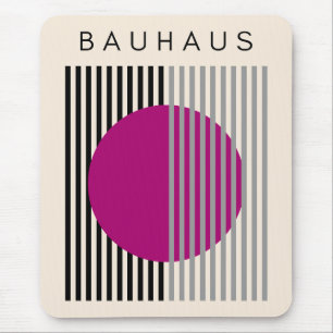 Alfombrilla De Ratón Bauhaus Arte Moderno Rayas de Círculo Púrpura