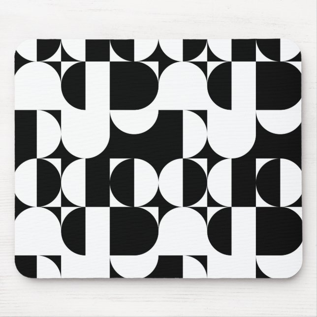 Alfombrilla De Ratón Bauhaus Blanco Y Negro Moderno Resumen Geométrico (Frente)