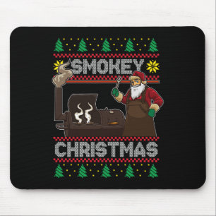 Alfombrilla De Ratón Bbq Santa Grilling Roast Sobre Smokey Chr
