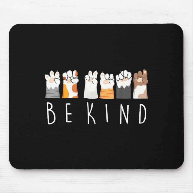 Alfombrilla De Ratón Be Kind Asl Sign Language Kindness Cat Paws Finger (Frente)
