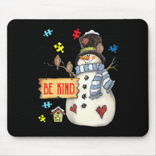 Alfombrilla De Ratón Be Kind Snowman Puzzle Autism Awareness Funny Fami