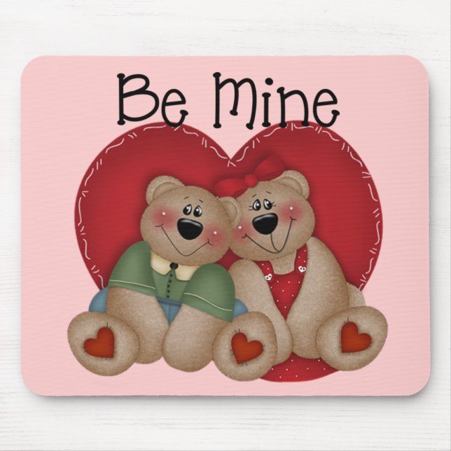Alfombrilla De Ratón Be Mine Bear Couple Mousepad (Frente)