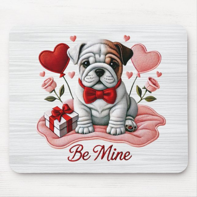 Alfombrilla De Ratón Be Mine Valentine Bulldog inglés Mousepad (Frente)