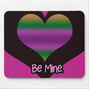 Alfombrilla De Ratón Be Mine Valentine Purple Stripe Heart