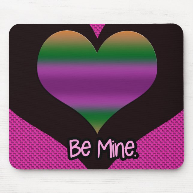 Alfombrilla De Ratón Be Mine Valentine Purple Stripe Heart (Frente)