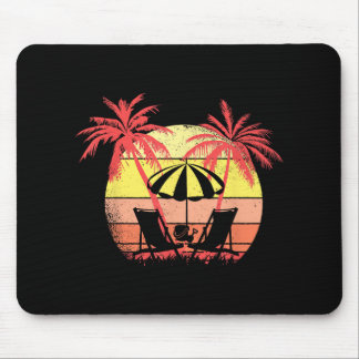 Alfombrilla De Ratón Beach Chairs Parasol Summer Sunset 80s Palm Tree