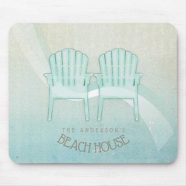 Alfombrilla De Ratón Beach House Adirondack Chairs Aqua Blue ID623 (Frente)