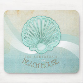 Alfombrilla De Ratón Beach House Clam Shell Aqua Blue ID623