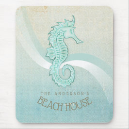 Alfombrilla De Ratón Beach House Seahorse Aqua Blue ID623