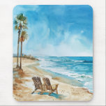 Alfombrilla De Ratón Beach Scene<br><div class="desc">A Watercolor beach scene with chairs and palm trees</div>