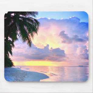 Alfombrilla De Ratón Beach Sunset ocean sand palmtree Maldives Miami