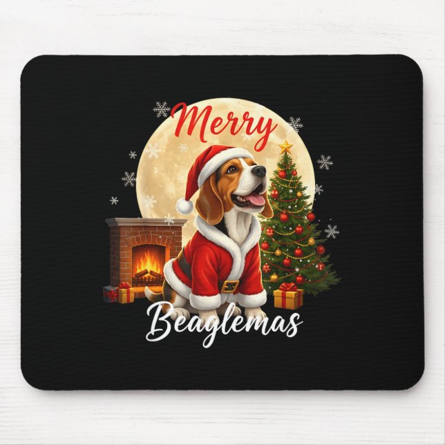 Alfombrilla De Ratón Beagle Christmas Beagle Costume Beagle Xmas Merry  (Frente)