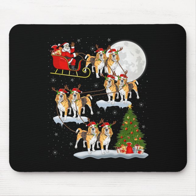 Alfombrilla De Ratón Beagle Dog Santa Sleigh Flying Funny Magical Chris (Frente)