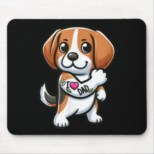 Alfombrilla De Ratón Beagle I Love Dad Funny Dog Tattoo _1