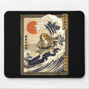 Alfombrilla De Ratón Beagle japonés surf kanagawa ola divertido samura