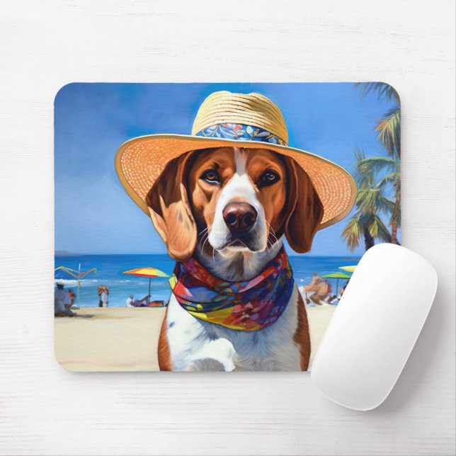 Alfombrilla De Ratón Beagle on Beach, regalo de verano para los amantes (Con ratón)