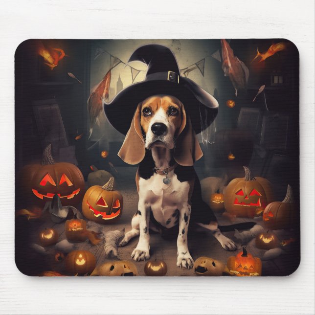 Alfombrilla De Ratón Beagle Pumpkins Halloween Scary (Frente)