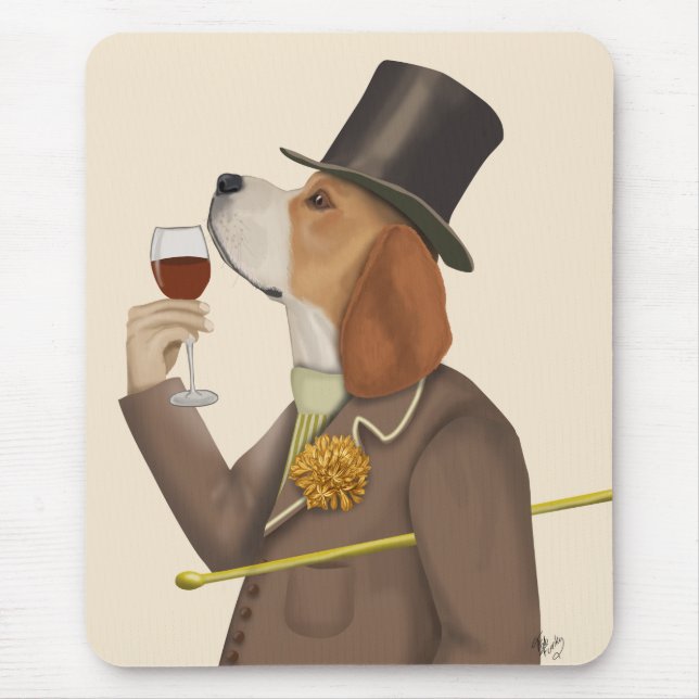 Alfombrilla De Ratón Beagle Wine Snob (Frente)